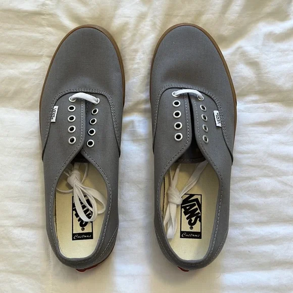 Vans Shoes Vans Authenic Mens Size 2 In Frost Gray With Gum Sole Custom Combo Poshmark